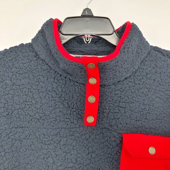 Tommy Hilfiger Womens Sherpa Jacket Large Navy Blue Pullover 1/4 Snap NWT - Picture 4 of 10